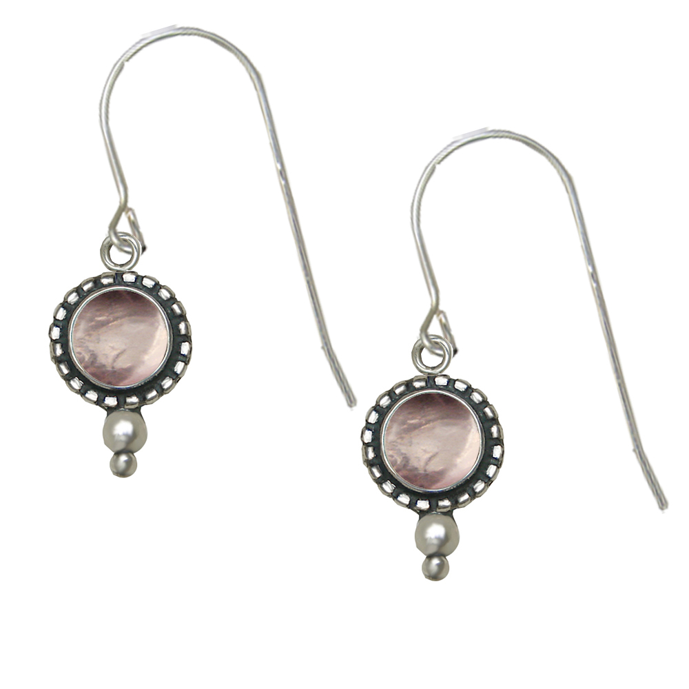 Sterling Silver Little Rose Quartz Gemstone Drop Dangle Earrings